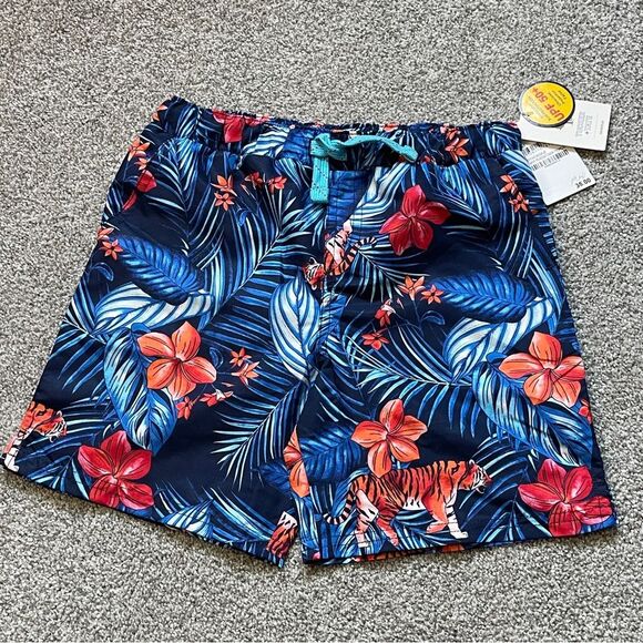 Tucker & Tate Navy Peacoat Dark Tropical Swim Trunks Size 6 - Picture 1 of 6